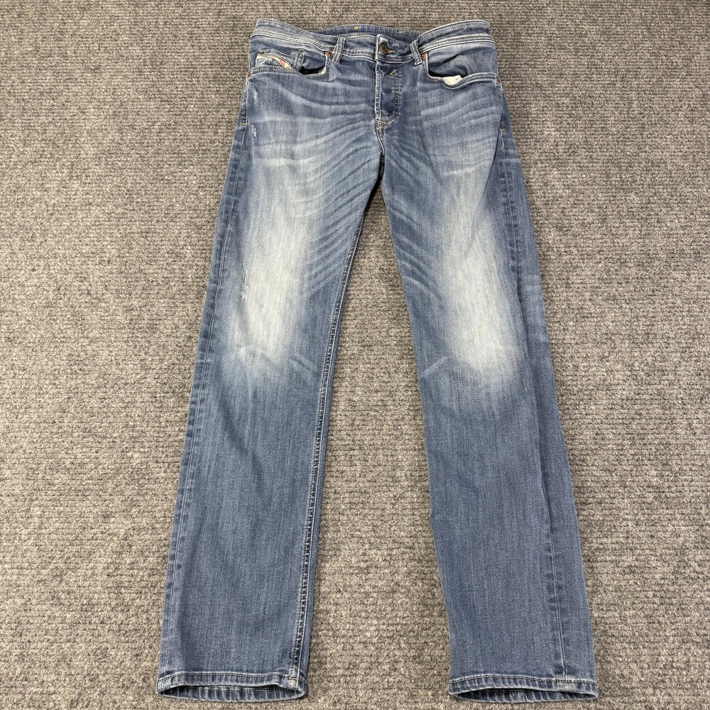 Diesel Jeans Mens 32x32 Blue Regular Straight Stretch Denim 5 Pocket Waykee